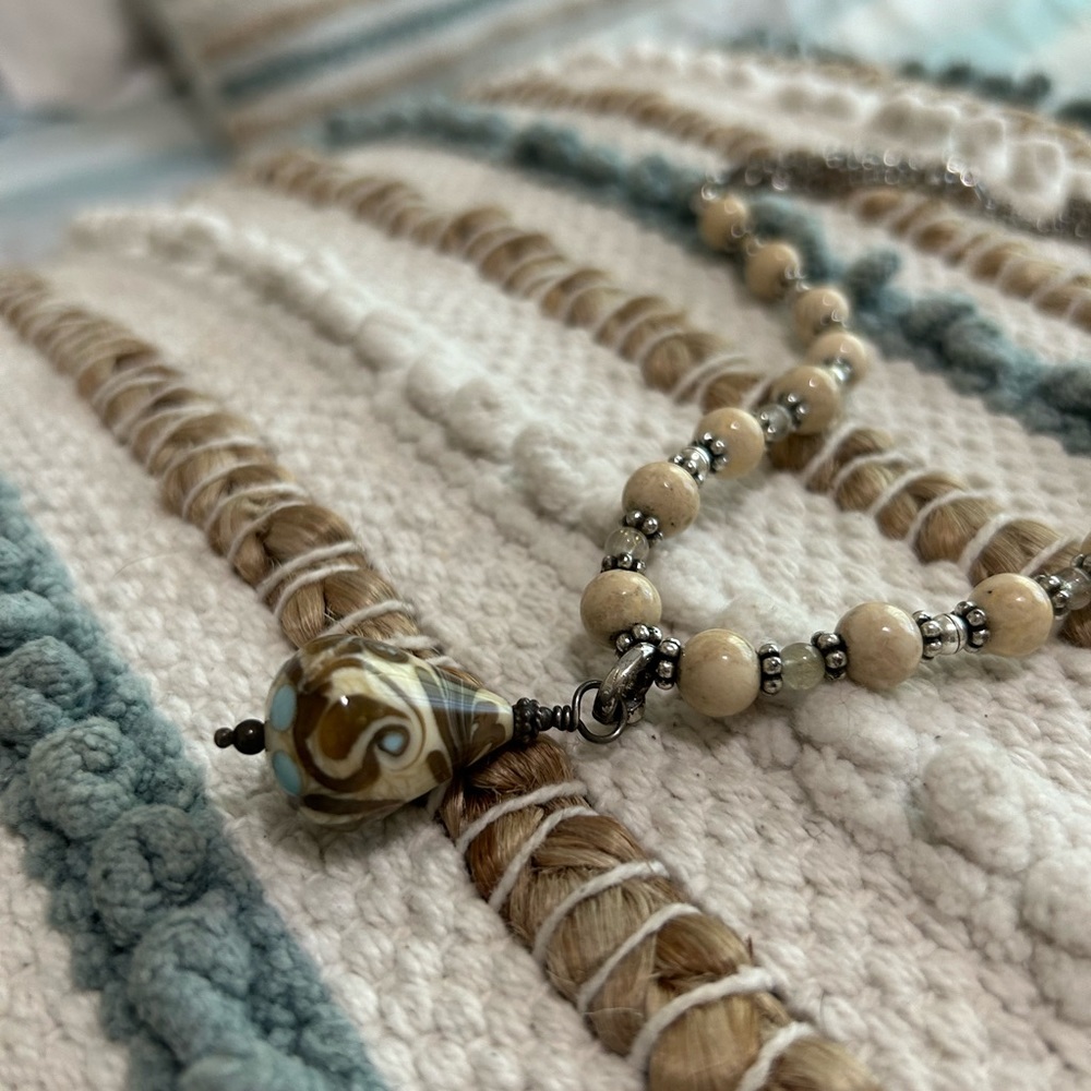 Beautiful unique hand painted bead necklace vintage one of a kind - Picture 3 of 6